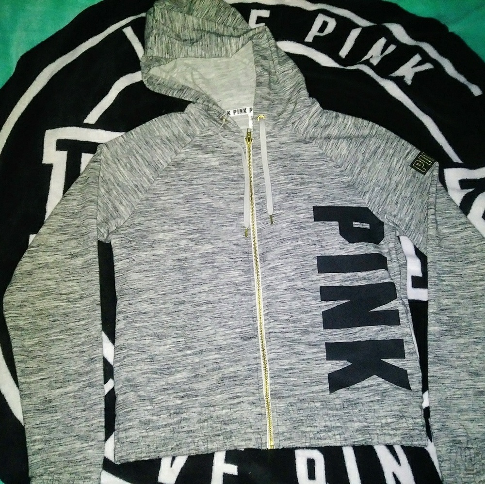 Adorable Victoria's Secret PINK Full Zip Ribbed Sm